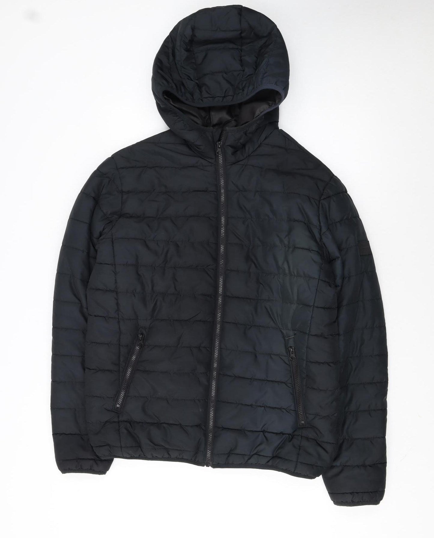 Jack & Jones Men's Black Hooded Puffer Jacket Size M