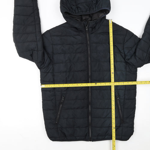 Jack & Jones Men's Black Hooded Puffer Jacket Size M