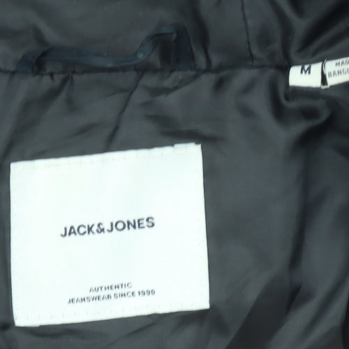 Jack & Jones Men's Black Hooded Puffer Jacket Size M