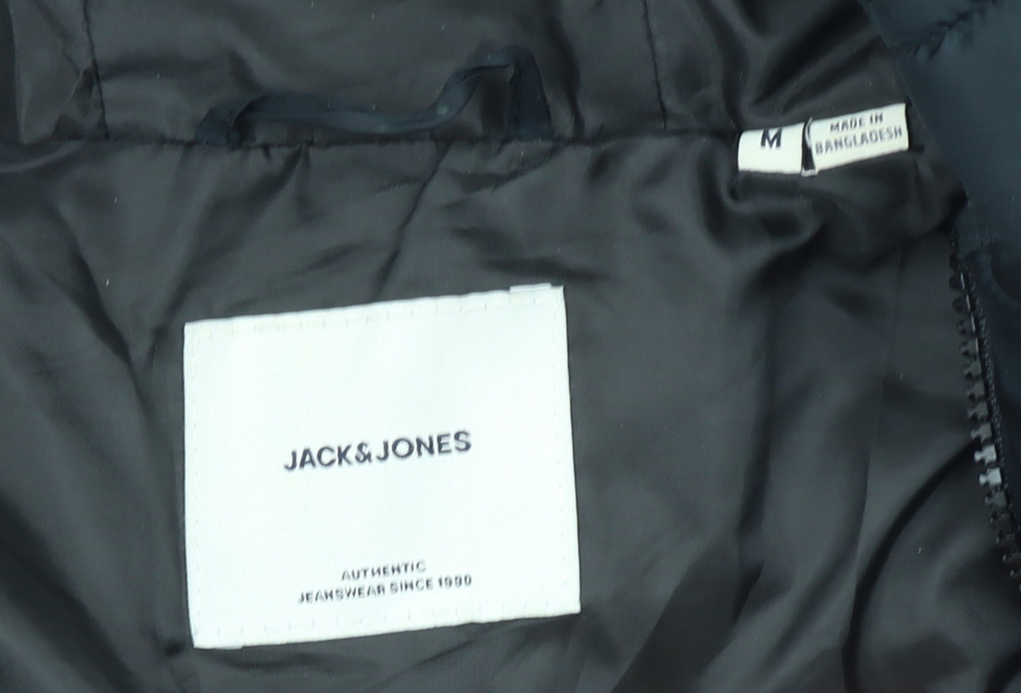 Jack & Jones Men's Black Hooded Puffer Jacket Size M