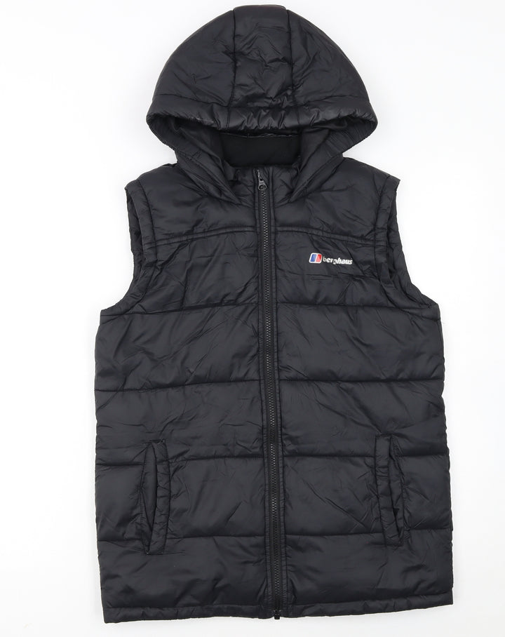 Berghaus Boys Black Hooded Puffer Bodywarmer 13 Years Mid-Length