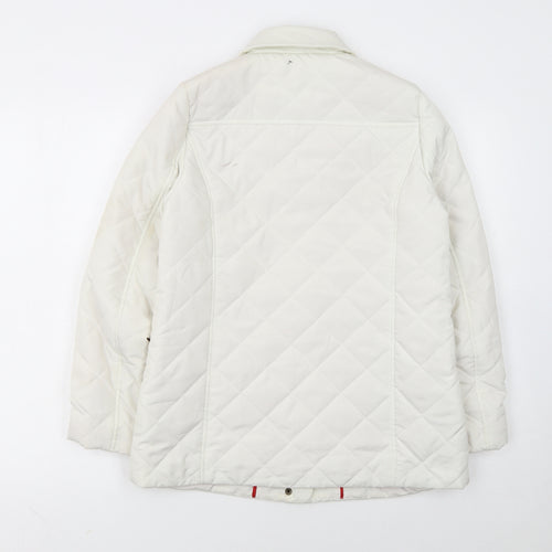 Dash Women’s Ivory Quilted Mid-Length Jacket UK 12 Button Style