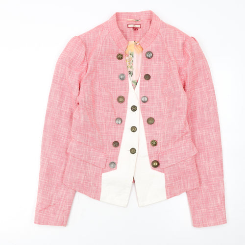 Joe Browns Pink Woven Suit Jacket Women Size 12 Tailored Blazer