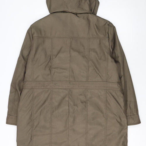 Classic Women’s Brown Hooded Parka Coat Size 18 Mid-Length