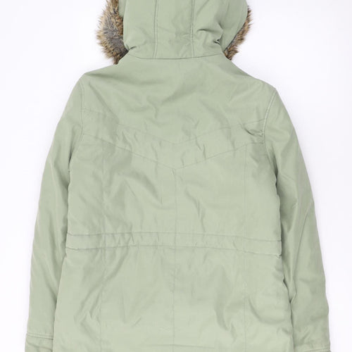 Next Women's Green Faux Fur Trim Hooded Parka Coat Size 10
