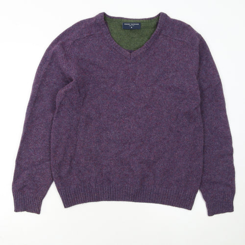 Brook Taverner Men’s Purple Lambswool V-Neck Jumper Size M