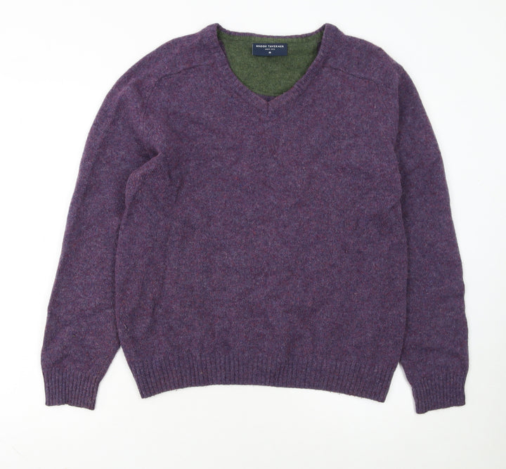 Brook Taverner Men’s Purple Lambswool V-Neck Jumper Size M