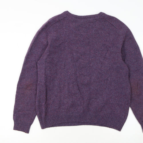 Brook Taverner Men’s Purple Lambswool V-Neck Jumper Size M