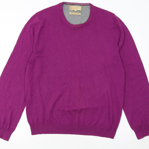 Marks and Spencer Men's Purple Cotton Cashmere Pullover Jumper L