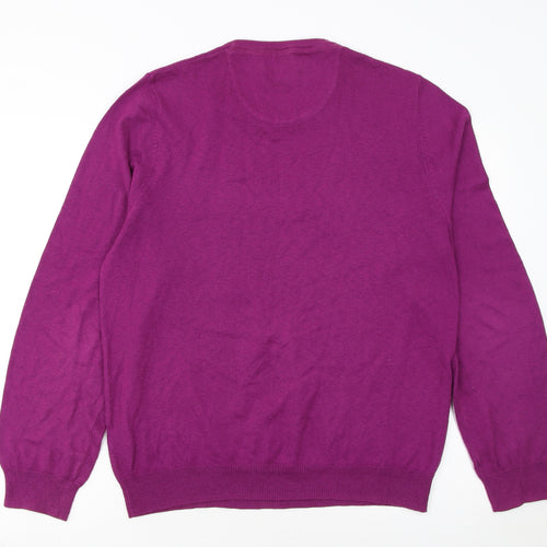 Marks and Spencer Men's Purple Cotton Cashmere Pullover Jumper L