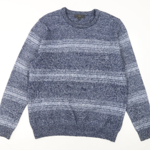 Marks and Spencer Mens Blue Striped Knit Pullover Jumper L