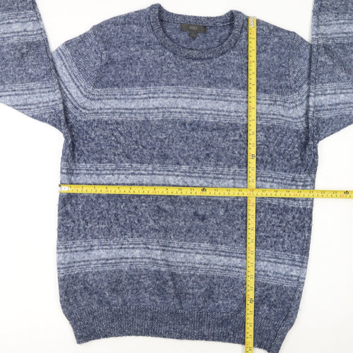 Marks and Spencer Mens Blue Striped Knit Pullover Jumper L