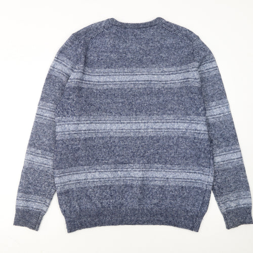 Marks and Spencer Mens Blue Striped Knit Pullover Jumper L