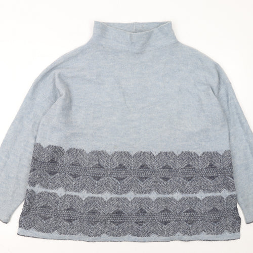 Marks and Spencer Women Blue High Neck Wool Blend Jumper Size 20