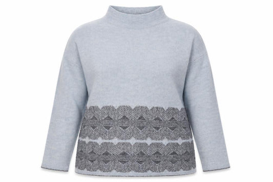 Front view of Marks & Spencer Women Blue High Neck Wool Blend Jumper, size 20