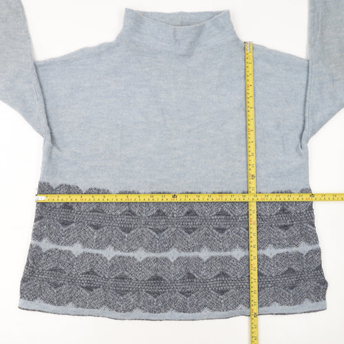 Marks and Spencer Women Blue High Neck Wool Blend Jumper Size 20