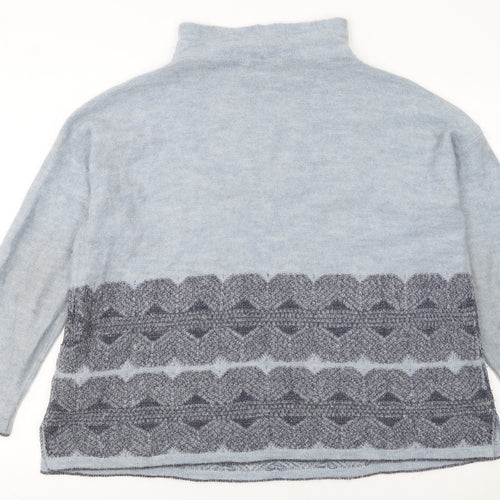 Marks and Spencer Women Blue High Neck Wool Blend Jumper Size 20