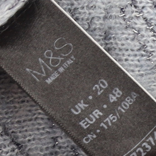 Marks and Spencer Women Blue High Neck Wool Blend Jumper Size 20