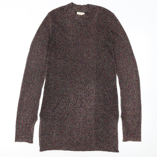 H&M Women Multicoloured Glitter Knit Crew Neck Jumper Size 10