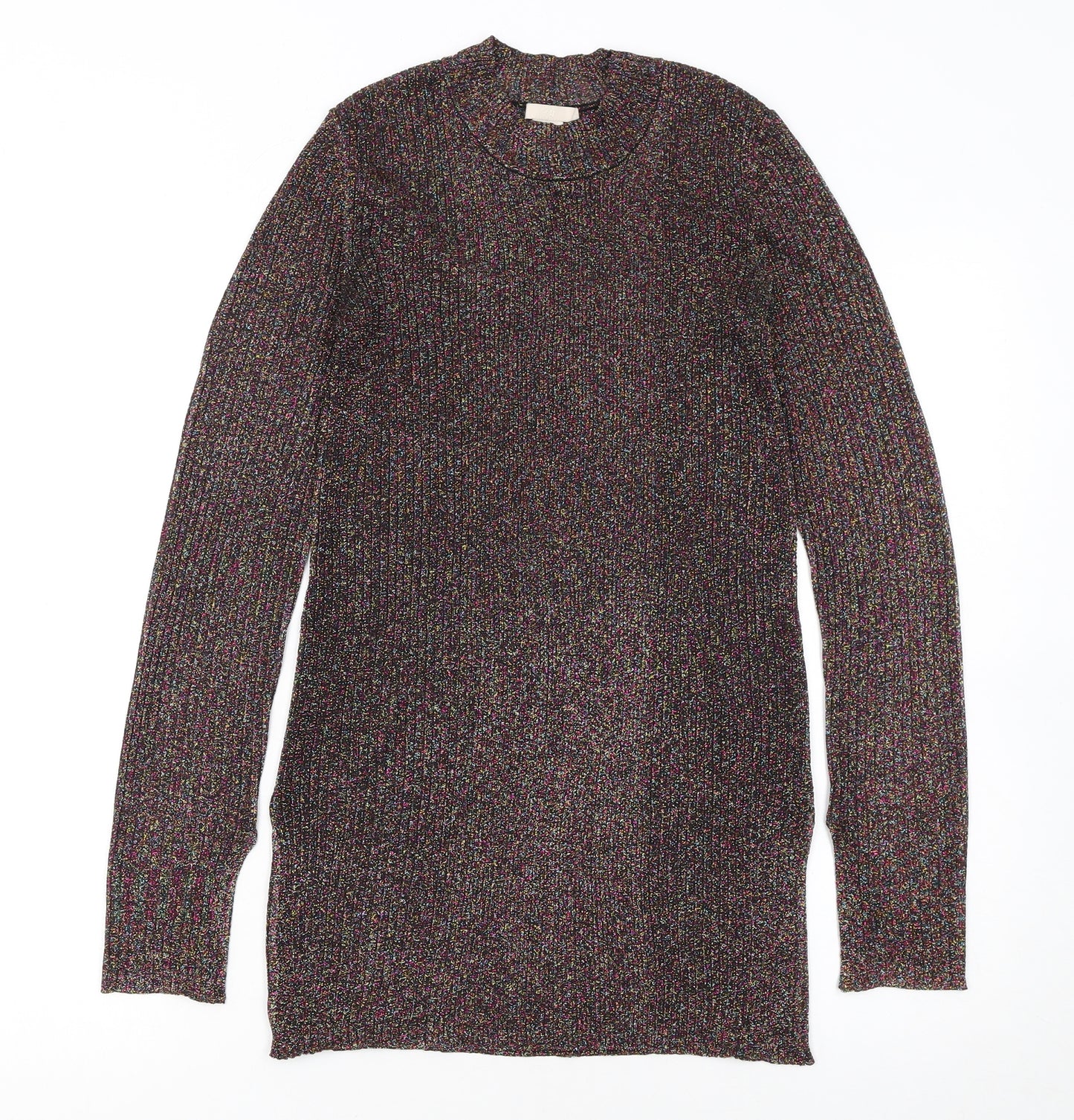 H&M Women Multicoloured Glitter Knit Crew Neck Jumper Size 10