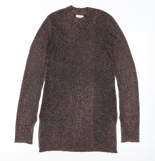H&M Women Multicoloured Glitter Knit Crew Neck Jumper Size 10