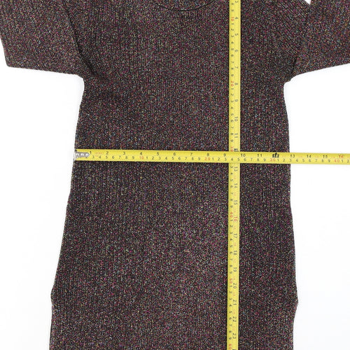 H&M Women Multicoloured Glitter Knit Crew Neck Jumper Size 10