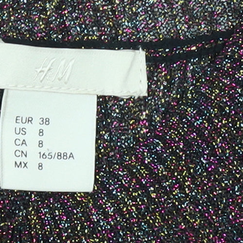 H&M Women Multicoloured Glitter Knit Crew Neck Jumper Size 10