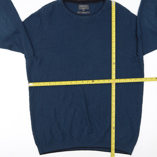 Marks and Spencer Men's Blue Waffle-Knit Cotton Jumper L
