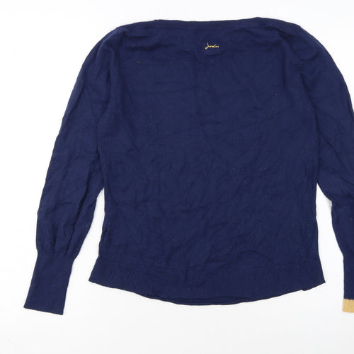 Joules Women's Blue Dog Crew Neck Wool Blend Jumper Size 14