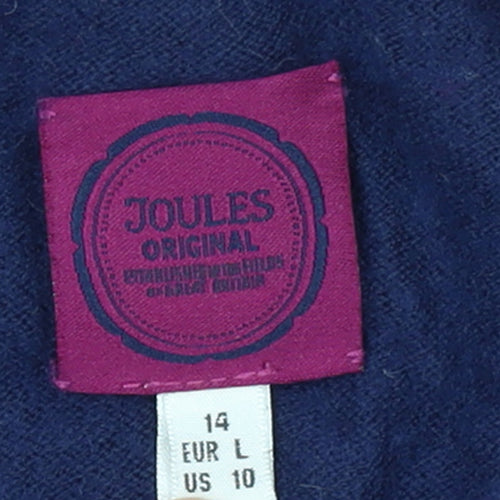 Joules Women's Blue Dog Crew Neck Wool Blend Jumper Size 14