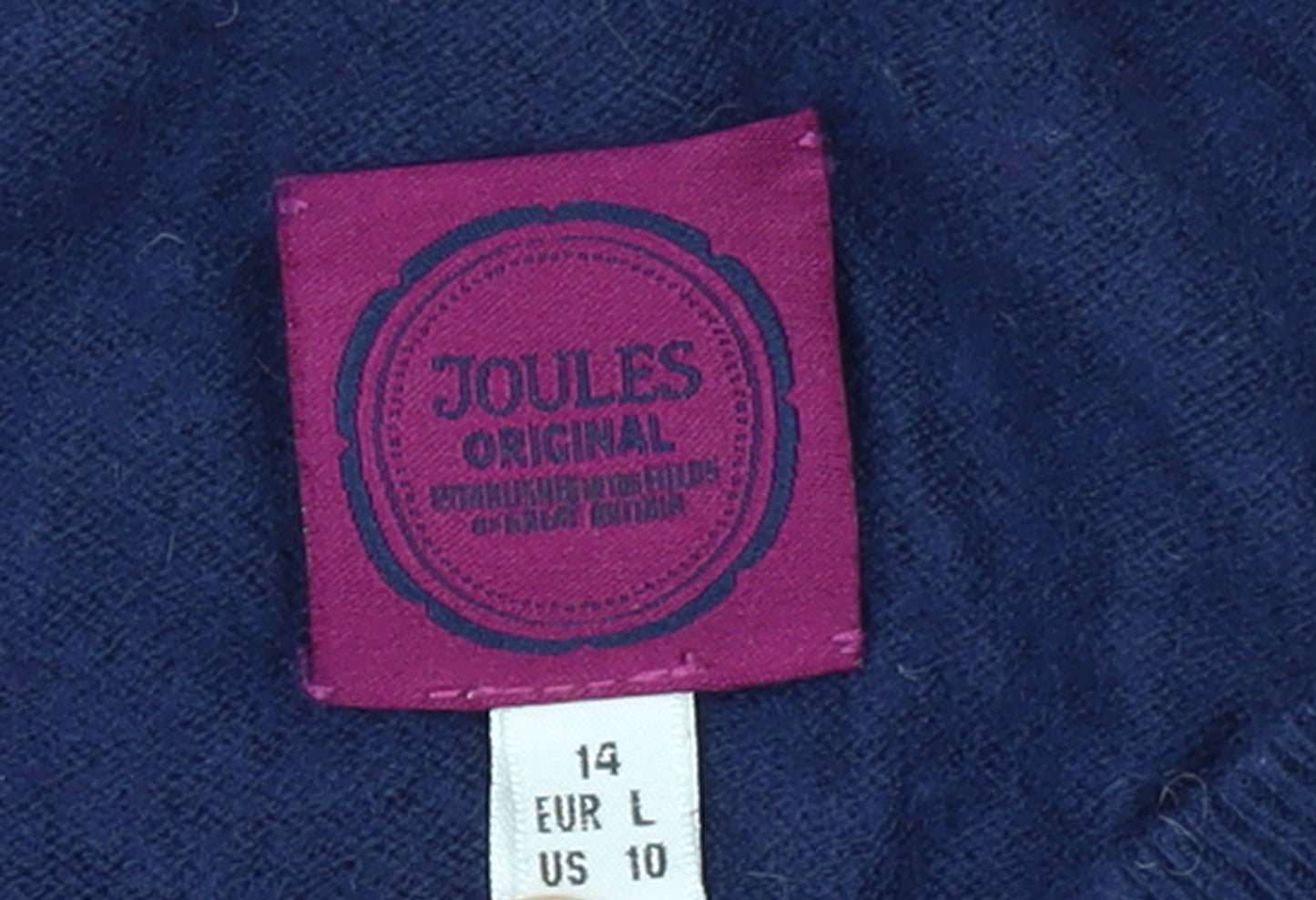 Joules Women's Blue Dog Crew Neck Wool Blend Jumper Size 14