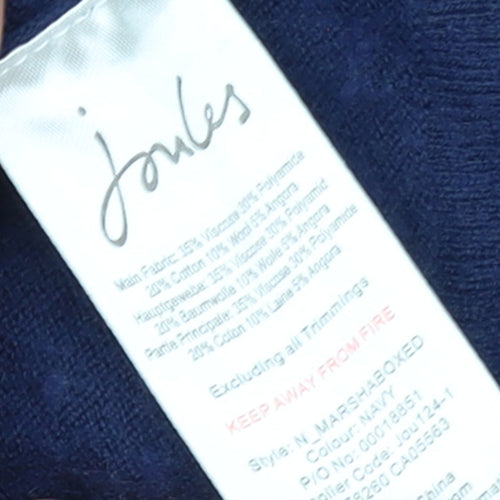 Joules Women's Blue Dog Crew Neck Wool Blend Jumper Size 14