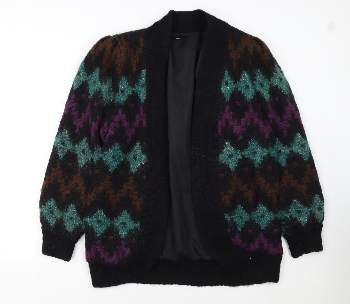Laura Jarani Womens Multicoloured Wool Mohair Geometric Cardigan Size 12