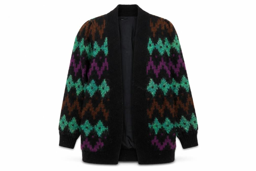 Laura Jarani Womens Multicoloured Wool Mohair Geometric Cardigan Size 12
