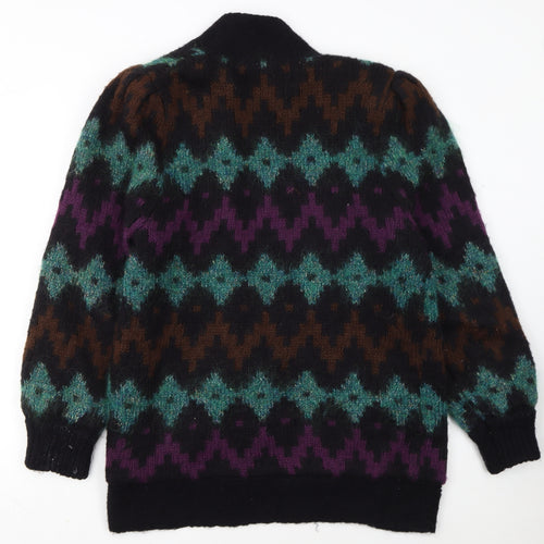 Laura Jarani Womens Multicoloured Wool Mohair Geometric Cardigan Size 12