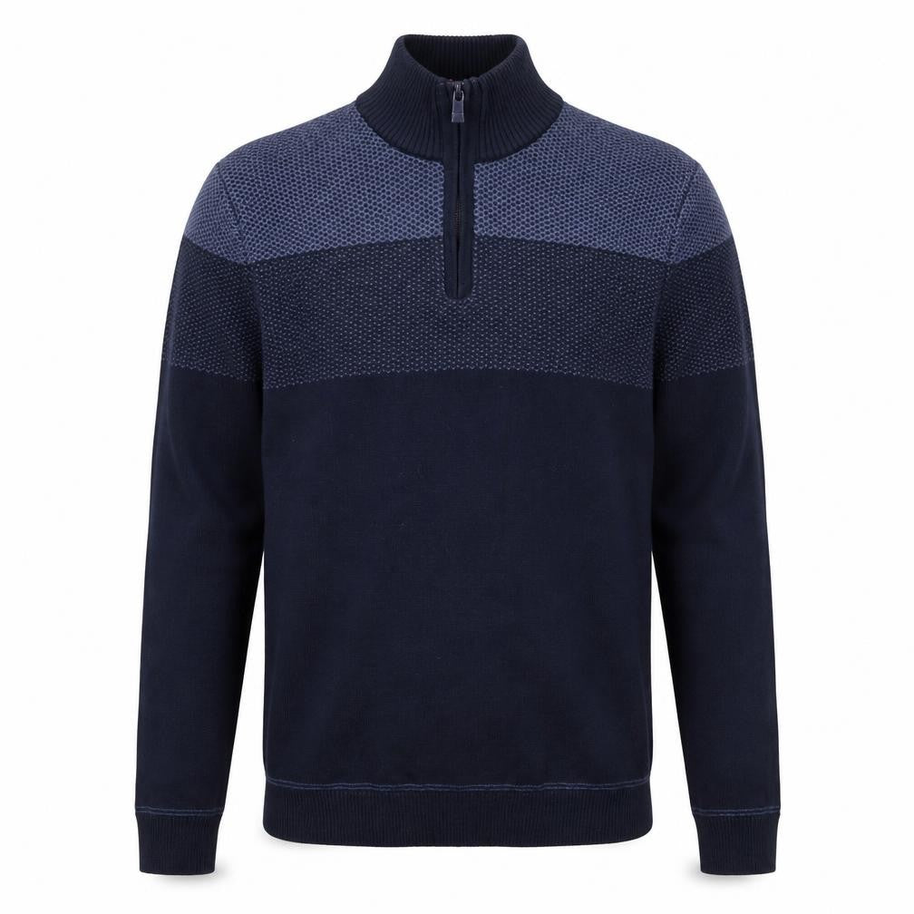 Front view of Marks & Spencer Men's Blue Cotton 1/2 Zip Jumper, size S