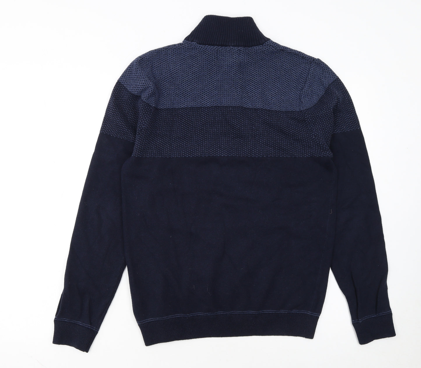 Marks and Spencer Men's Blue Cotton 1/2 Zip Jumper Size S