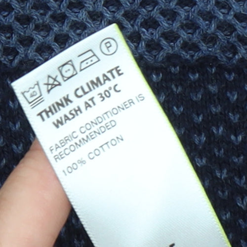 Marks and Spencer Men's Blue Cotton 1/2 Zip Jumper Size S