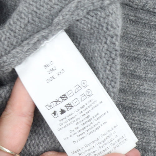 Ganni Womens Grey Wool Graphic Logo Pullover Jumper XXS