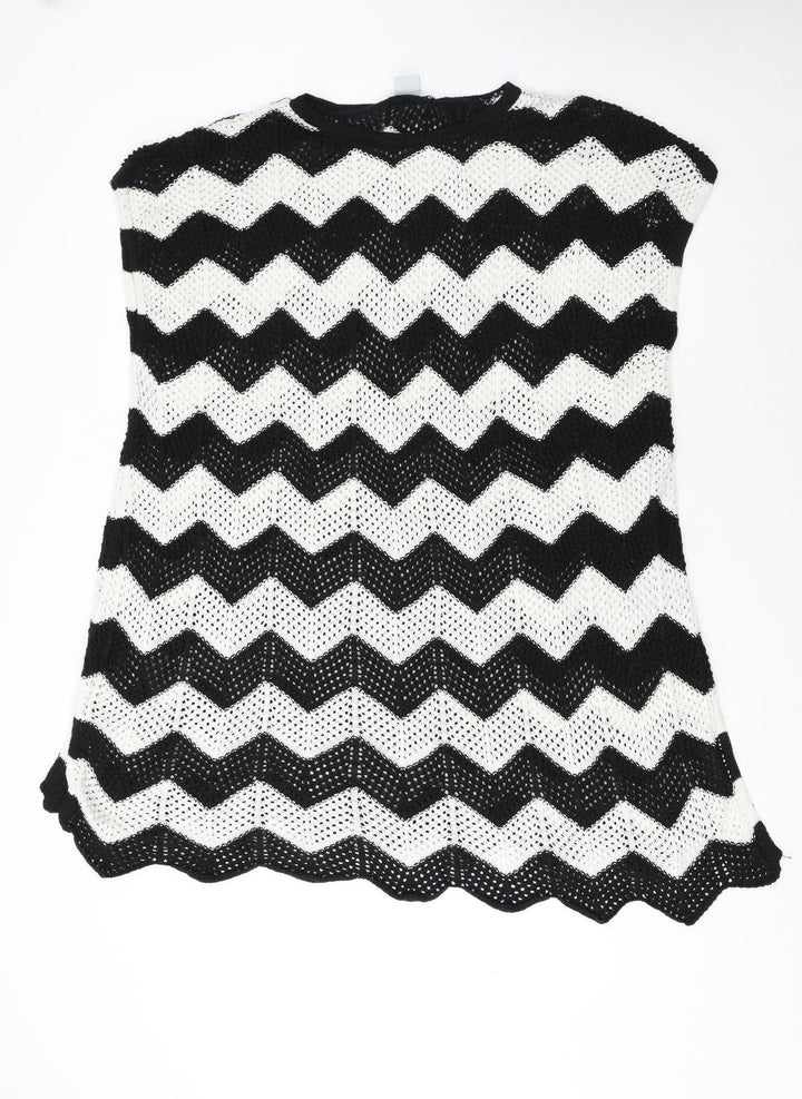 JoJo Maman Bébé Women’s Black White Knit Chevron Maternity Shift Dress M