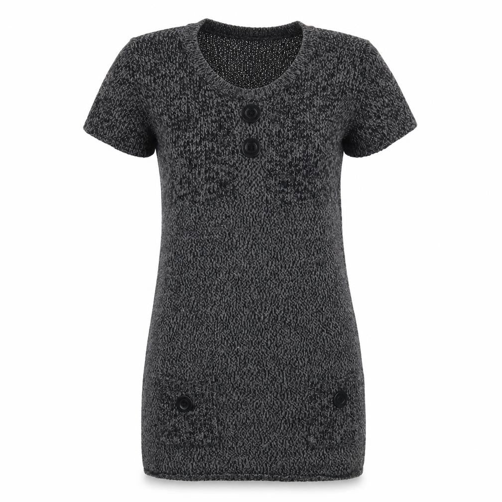 E.B. Design Women Grey Short Sleeve Knit Jumper Dress S