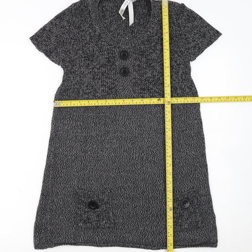 E.B. Design Women Grey Short Sleeve Knit Jumper Dress S