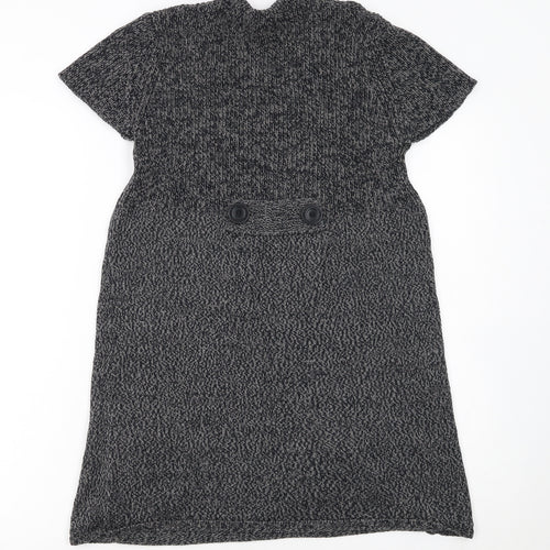 E.B. Design Women Grey Short Sleeve Knit Jumper Dress S