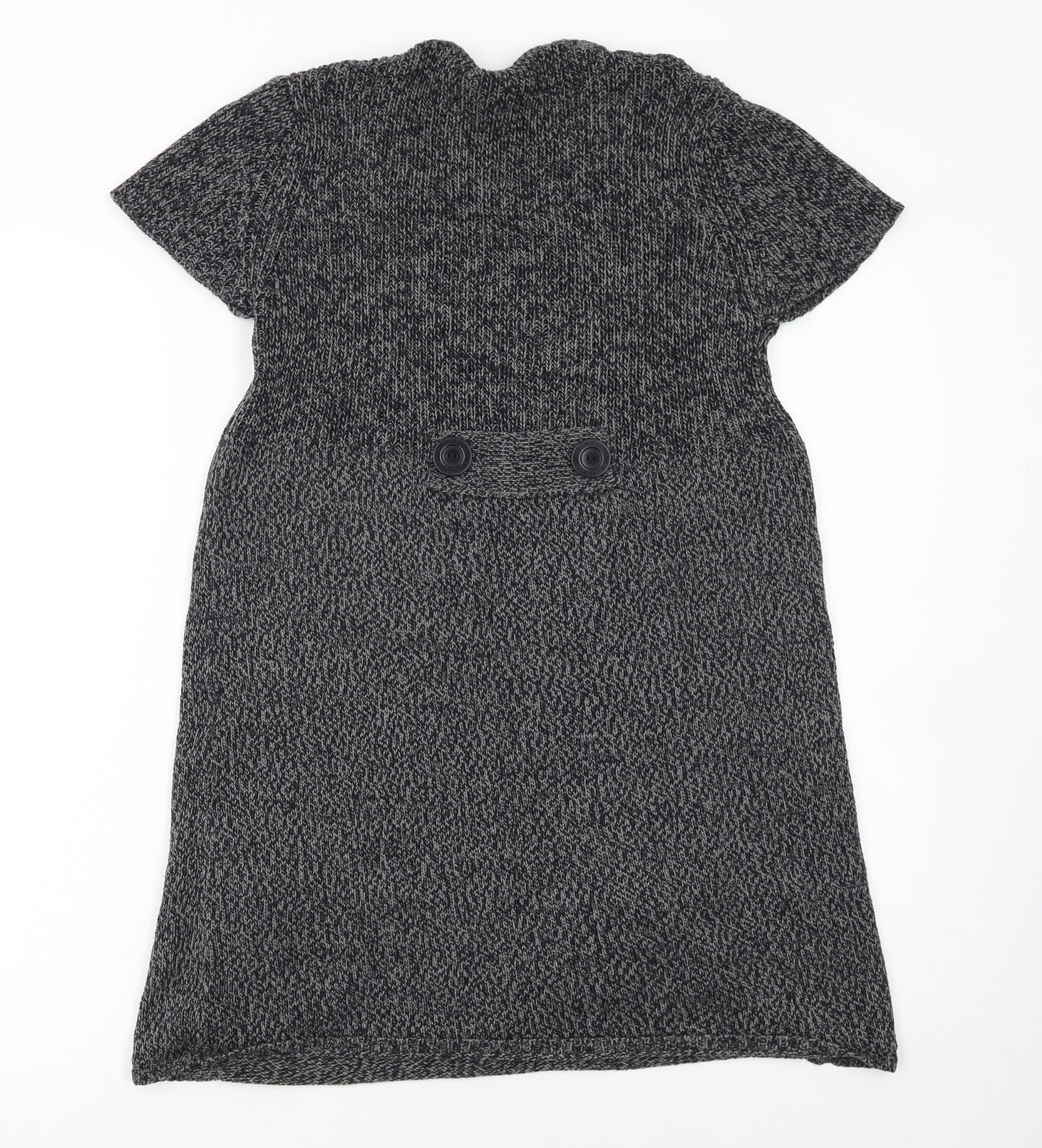 E.B. Design Women Grey Short Sleeve Knit Jumper Dress S