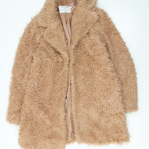 Sonder Studio Women Beige Faux Fur Lined Overcoat Size 16