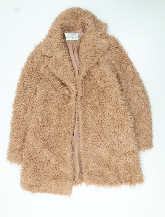 Sonder Studio Women Beige Faux Fur Lined Overcoat Size 16