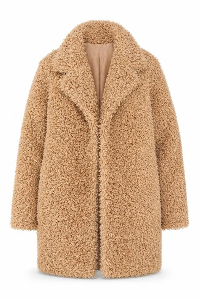 Sonder Studio Women Beige Faux Fur Lined Overcoat Size 16