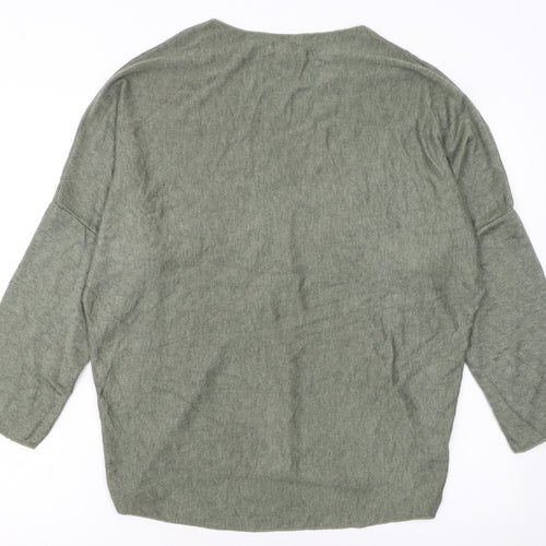 Blue Vanilla Women's Green Sequin Flower Pullover Jumper One Size
