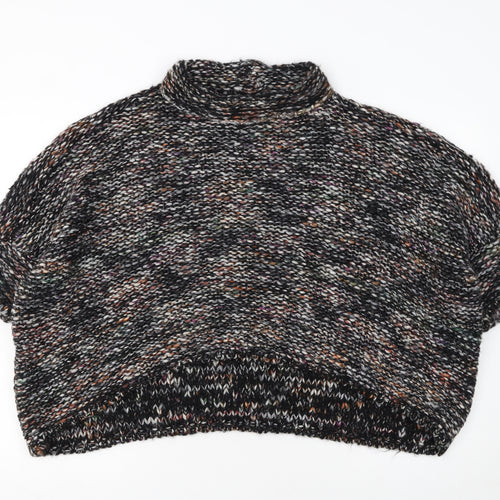Zara Women Multicoloured Chunky Knit Roll Neck Short Sleeve Jumper Size M