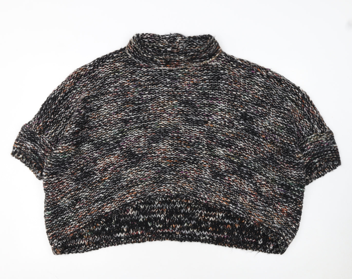 Zara Women Multicoloured Chunky Knit Roll Neck Short Sleeve Jumper Size M